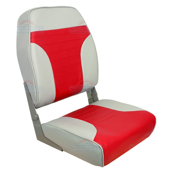  Springfield Marine® - 21.5" H x 16" W x 15.5" D Gray/Red High Back Folding Boat Seat