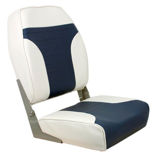  Springfield Marine® - 21.5" H x 16" W x 15.5" D Off White/Blue High Back Folding Boat Seat
