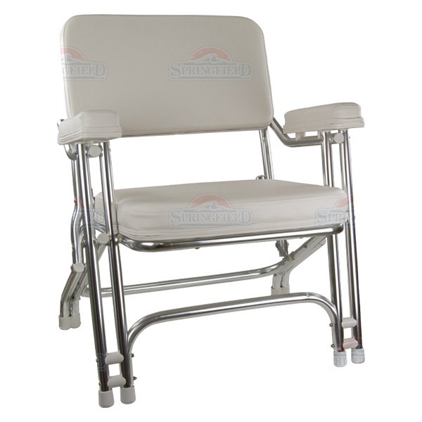  Springfield Marine® - 30.5" H x 25" W x 24" D White Folding Deck Chair with Aluminum Tubing
