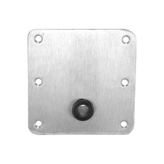 Springfield Marine® - KingPin™ 7" L x 7" W Satin Stainless Steel Offset Square Base with Nylon Bushing for 1-3/4" D Post, Retail