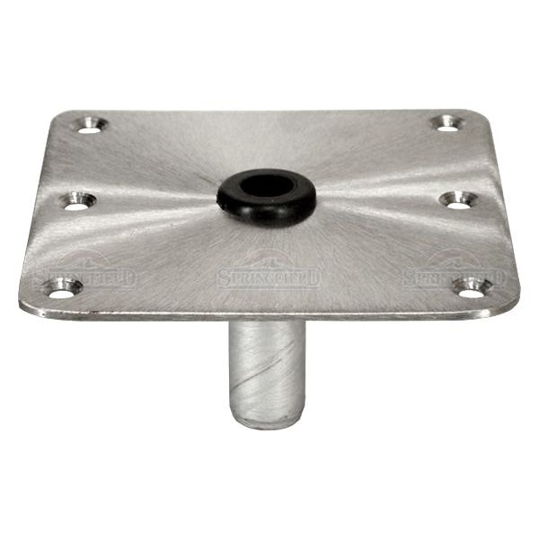  Springfield Marine® - KingPin™ 7" L x 7" W Satin Stainless Steel Threaded Square Base with Nylon Bushing for 1-3/4" D Post