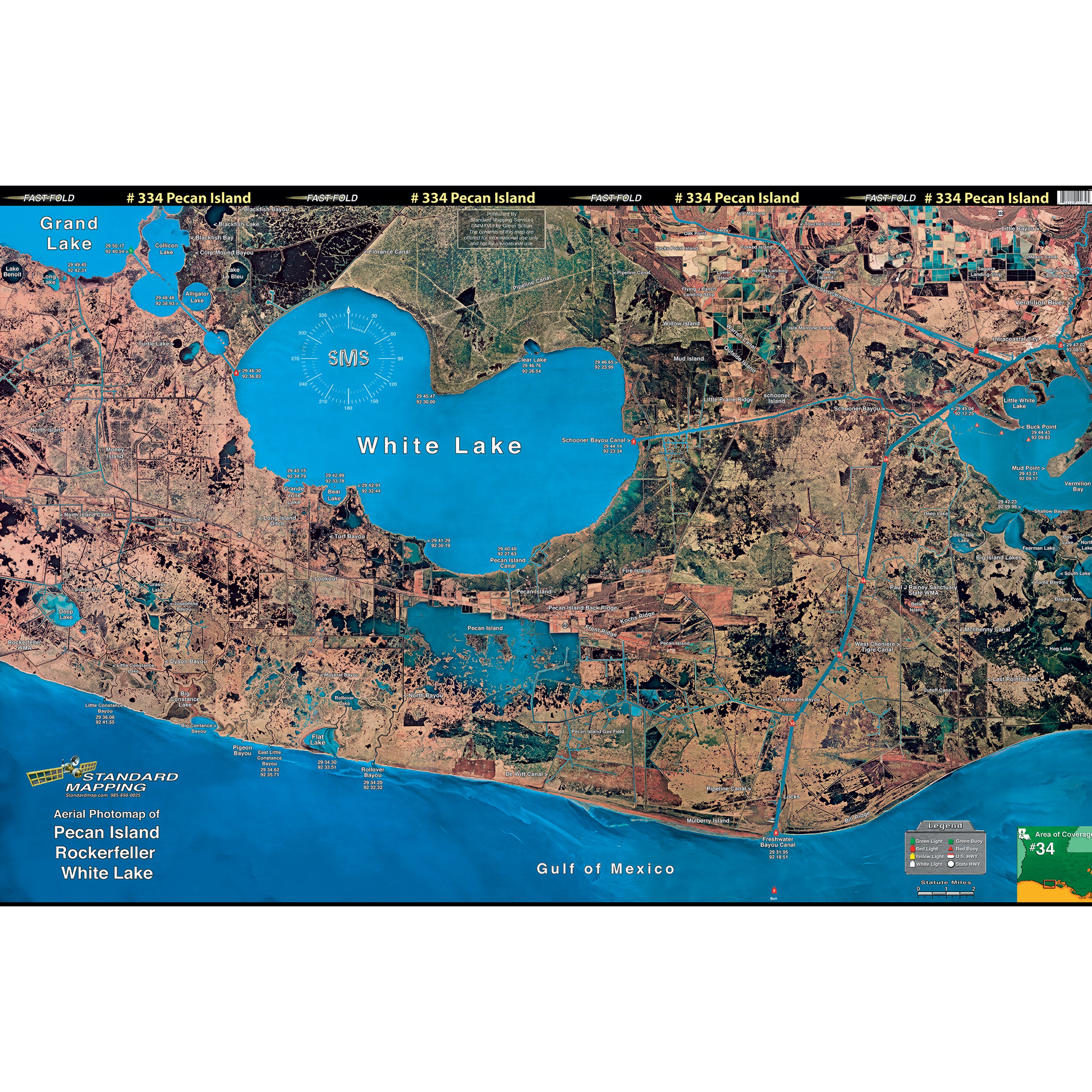 Pecan Island Louisiana Map Standard Map® M034 - Rockefeller/Pecan Island Laminated Map - Boatid.com