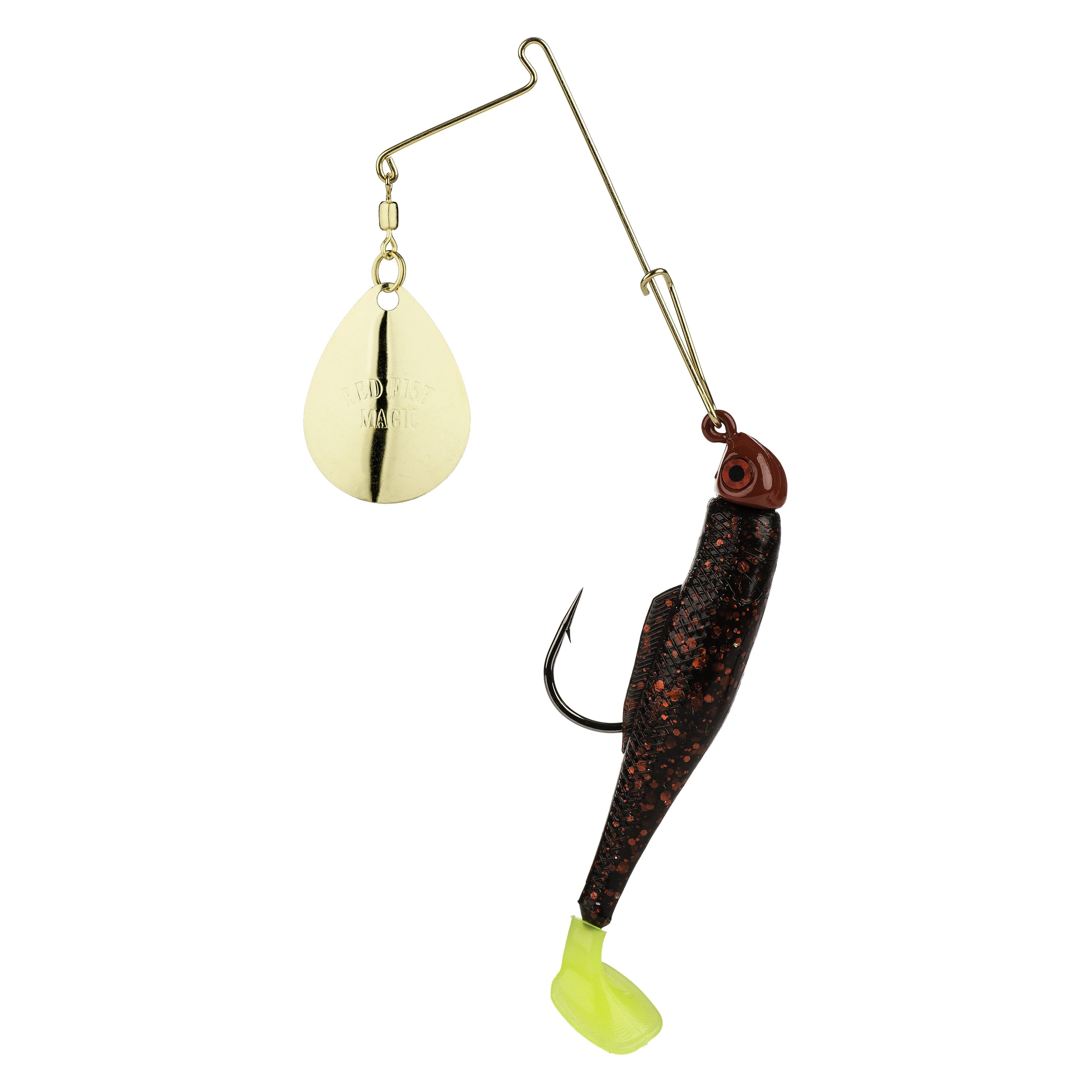 Strike King® RMG14-865 - Redfish Magic 1/4 oz. Black Neon Chartreuse  Tail/Red Head Saltwater Spinner Wire Bait