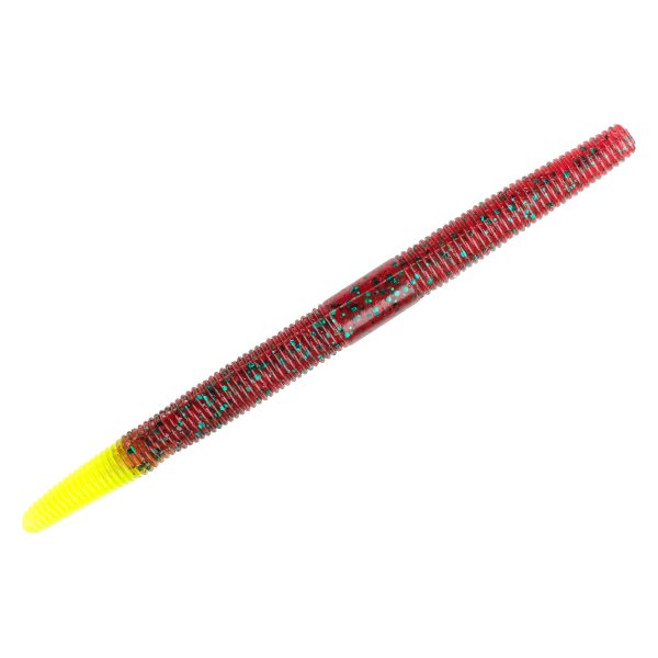 Strike King® - Shim-E-Stick 5" Red Bug with Chartreuse Tip Soft Baits