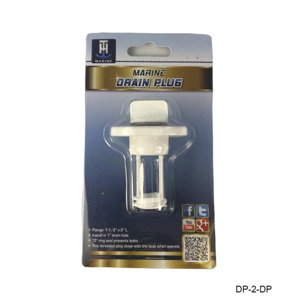 T-H Marine® - 1" D Plastic White Flange & Drain Plug