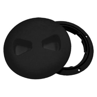 T-H Marine® - 5-5/8" O.D. x 3-7/8" I.D. Black Low Profile Twist-Out Deck Plate with Textured Lid