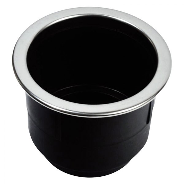 T-H Marine® - 3-1/2" D Black Molded Screw Mount Drink Holder with Removable Stainless Steel Rim
