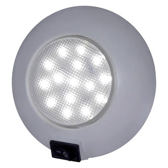 T-H Marine® - 4"D 12V DC White Plastic Surface Screw Mount LED Courtesy Light with Switch