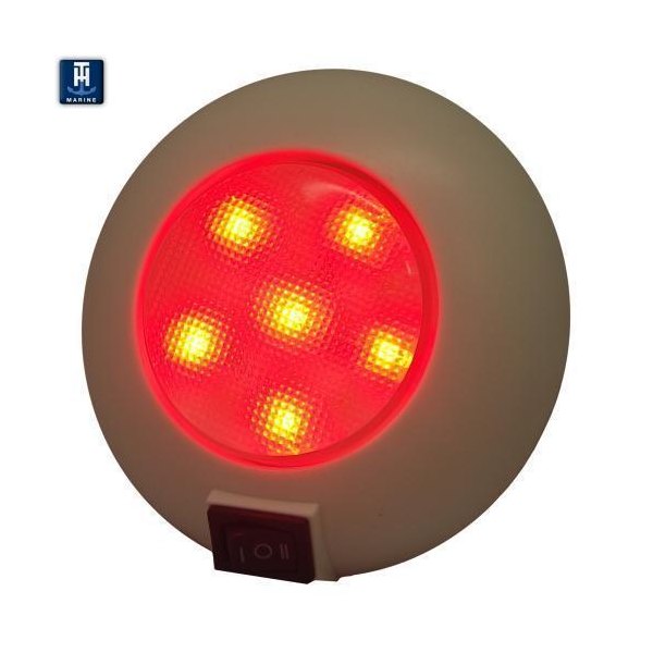 T-H Marine® - 4"D 12V DC White/Red Surface Screw Mount LED Courtesy Light with Switch