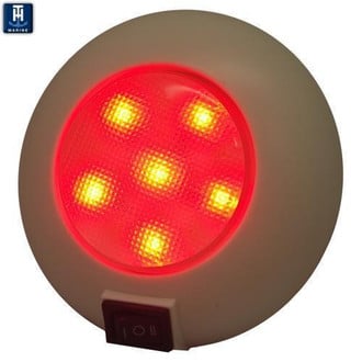 T-H Marine® - 4"D 12V DC White/Red Surface Screw Mount LED Courtesy Light with Switch