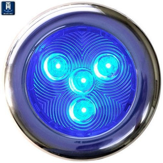 T-H Marine® - 4"D 12V DC Blue Surface Screw Mount LED Courtesy Light