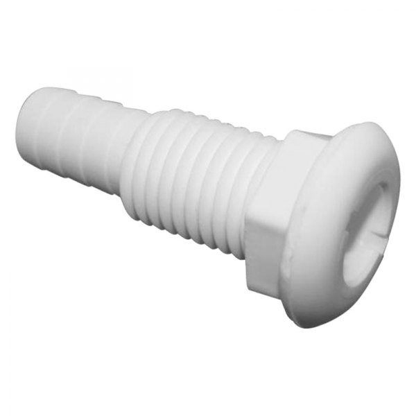 T-H Marine® - 1-3/8" Hole Straight Plastic White Thru-Hull Fitting for 1" D Hose, Packaged