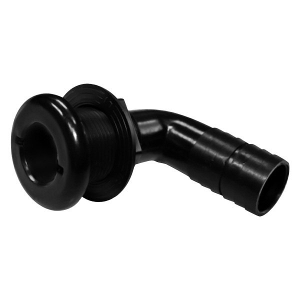 T-H Marine® - 1-3/8" Hole 90° Plastic Black Elbow Thru-Hull Fitting for 1-1/8" D Hose, Packaged