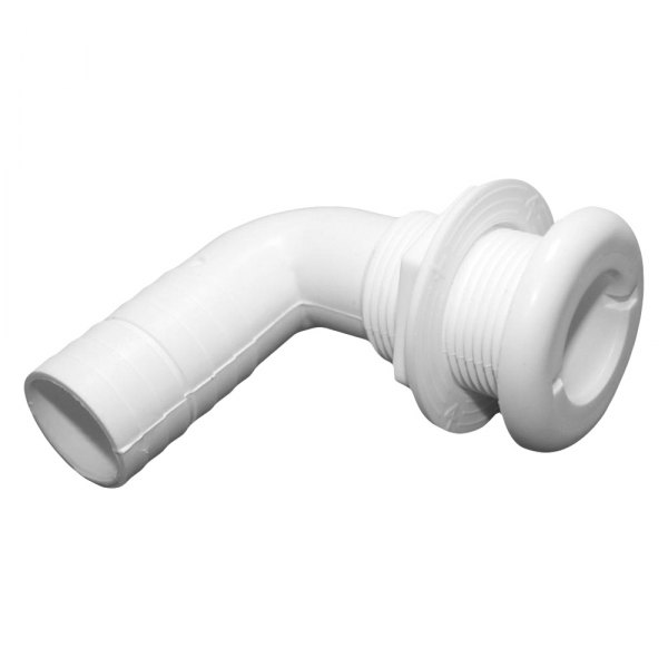 T-H Marine® - 1-3/8" Hole 90° Plastic White Elbow Thru-Hull Fitting for 1-1/8" D Hose, Packaged