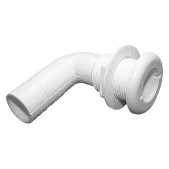 T-H Marine® TH-1292-DP - 1-3/8" Hole 90° Plastic White Elbow Thru-Hull Fitting for 1-1/8" D Hose, Packaged