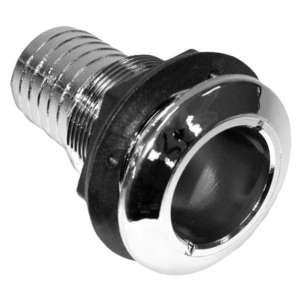 T-H Marine® - 2" Hole Plastic Chrome Plated Thru-Hull Fitting for 1-1/2" D Hose, Packaged