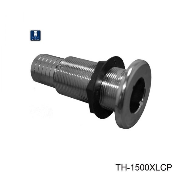 T-H Marine® - 2" Hole Plastic Chrome Plated Thru-Hull Fitting for 1-1/2" D Hose, Packaged