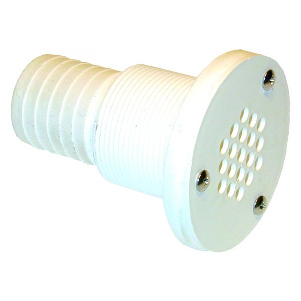 T-H Marine® - Plastic White Deck Thru-Hull Drain for 1-1/2" D Hose with Grille