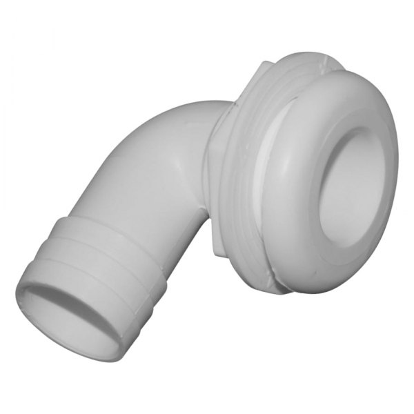 T-H Marine® - 1-3/8" Hole 90° Plastic White Elbow Thru-Hull Fitting for 1-1/8" D Hose, Packaged