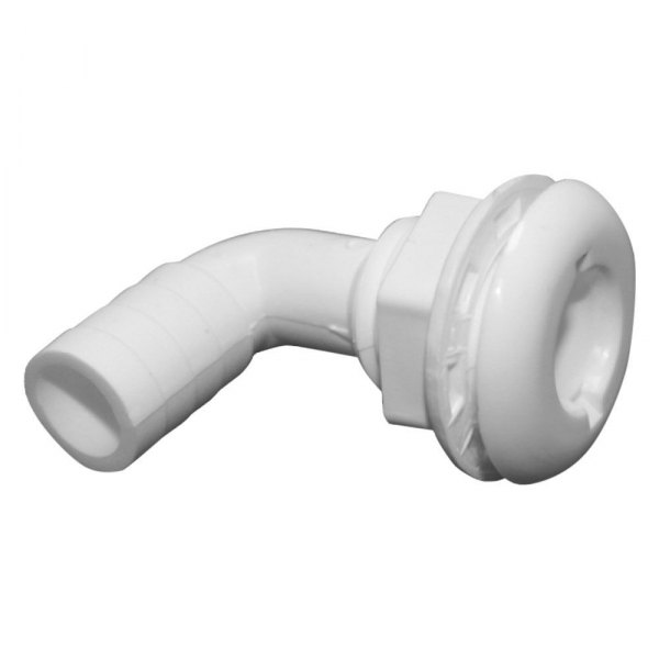 T-H Marine® - 1" Hole 90° Plastic White Elbow Thru-Hull Fitting for 3/4" D Hose, Packaged