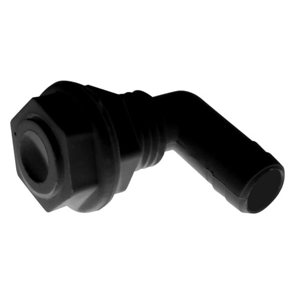 T-H Marine® - 1" Hole 90° Plastic Black Elbow Two Nut Thru-Hull Fitting for 3/4" D Hose, Packaged