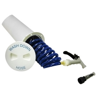 T-H Marine® - Washdown Station with 15' L Blue Hose, Polar White Pistol Grip Nozzle