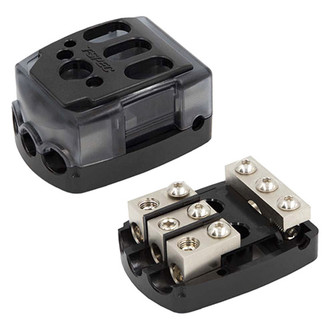 T-Spec® - mini-ANL Fused Nickel Plated 3-Position Power & Ground Distribution Block (1 x 0/1 to 8 AWG In, 3 x 4 to 10 AWG Out)