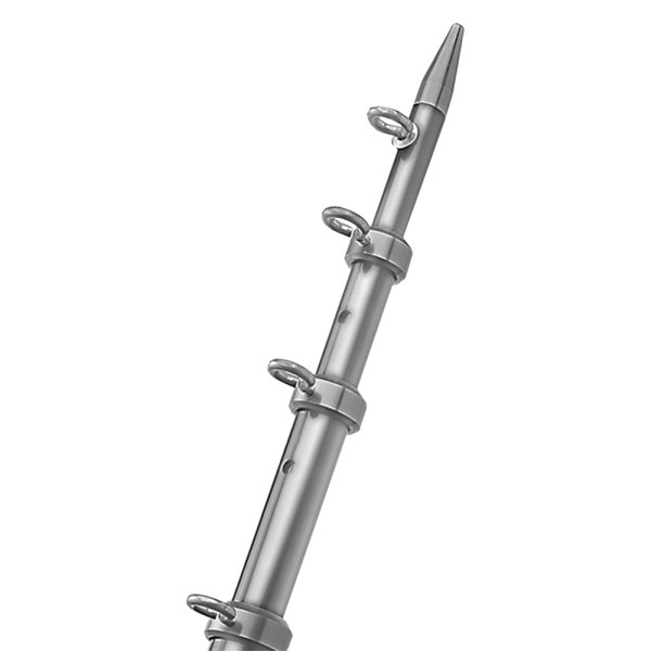 TACO® - OC Series 1-1/8" O.D. 8' L Silver Aluminum Center Mount Rigger Pole with Silver Rings & Tips