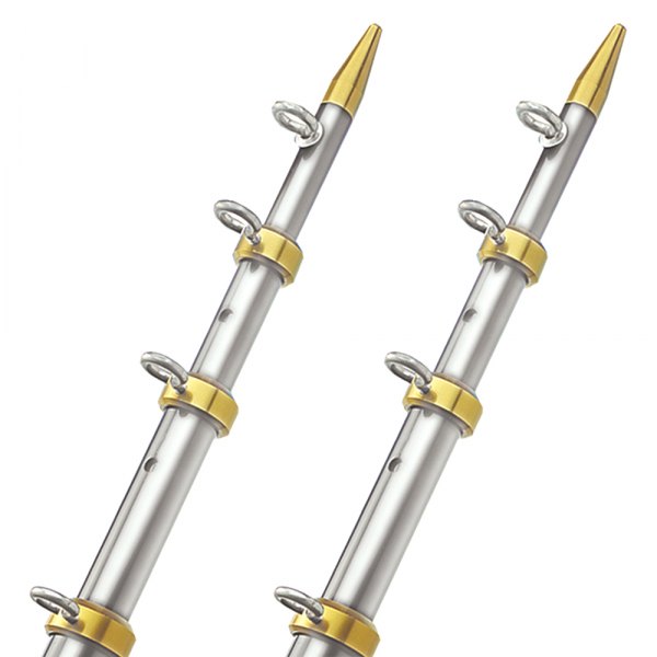 TACO® - OT Series 1-1/8" O.D. 15' L Silver Aluminum Telescopic Outrigger Pole with Gold Rings & Tips, 2 Pieces