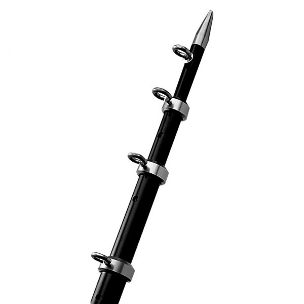 TACO® - OT Series 1-1/8" O.D. 15' L Black Aluminum Telescopic Outrigger Pole with Silver Rings & Tips, 2 Pieces
