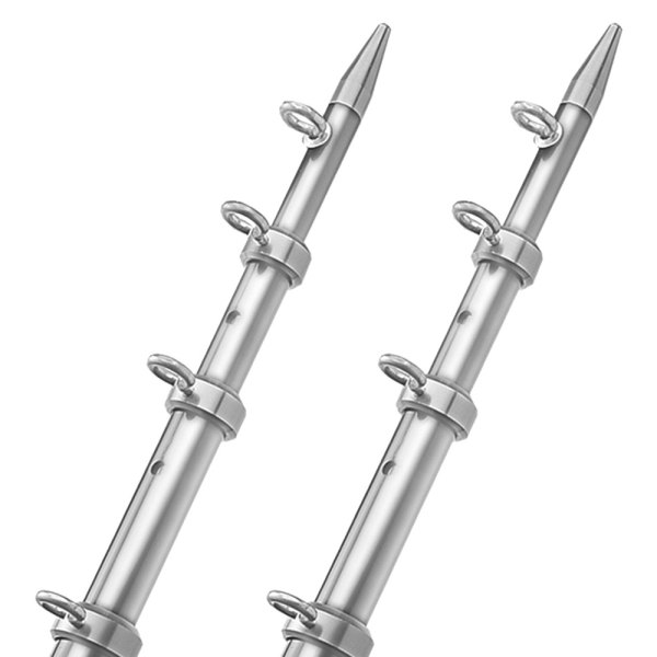 TACO® - OT Series 1-1/2" I.D. 15' L Silver Aluminum Telescopic Outrigger Pole with Silver Rings & Tips, 2 Pieces