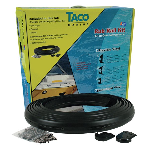 TACO® - 30' L x 1-7/8" H x 3/4" T Black Vinyl Semi-Rigid Flexible Insert Rub Rail Kit with Insert