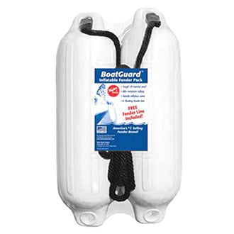 Taylor Made® - Boatguard™ 5" D x 18" L Black Twin Eye Cylindrical Inflatable Fender with Black Rope