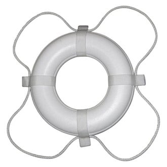 Taylor Made® - 24" White Vinyl Coated Foam Life Ring with White Rope