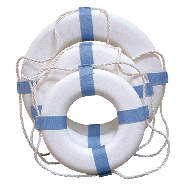 Taylor Made® - 17" White/Blue Vinyl Coated Foam Life Ring
