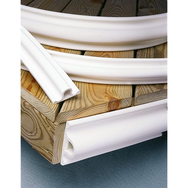 Taylor Made® - 6' L x 3-1/2" H x 1-1/2" T White Rubber Straight Mount D-Profile Dock Edging, Non-Retail Package
