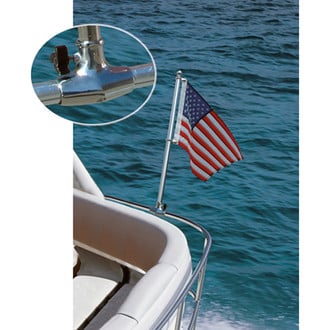 Taylor Made® - 1-1/8" - 1-1/4" Rails, 1" Flag Staff Stainless Steel Rail Mount Flag Pole Socket