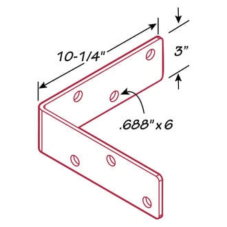 Tie Down Engineering® - 10" L x 3" H Galvanized Steel Angle Clip with 3 Holes