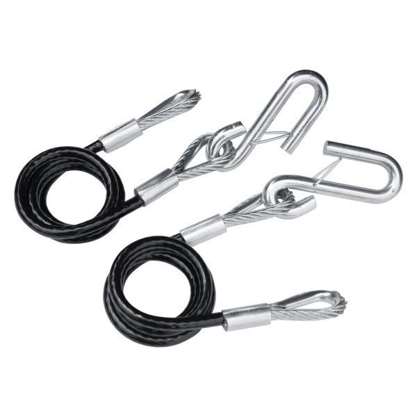 Tie Down Engineering® - 36" L 3500 lb Black Vinyl Hitch Cables with Wire Safety Latch, 2 Pieces