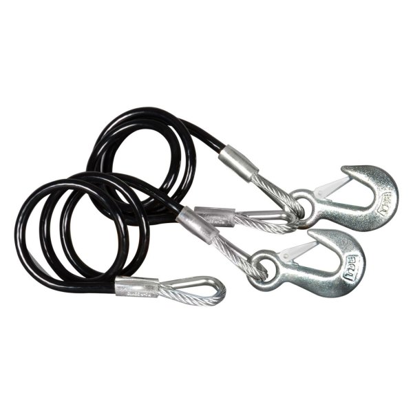 Tie Down Engineering® - 36" L 7000 lb Black Vinyl Hitch Cables with Safety Latch Hook