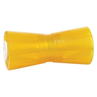 Tie Down Engineering® - 8" L Yellow PolyVinyl V-Shaped Keel Roller for 5/8" Shaft
