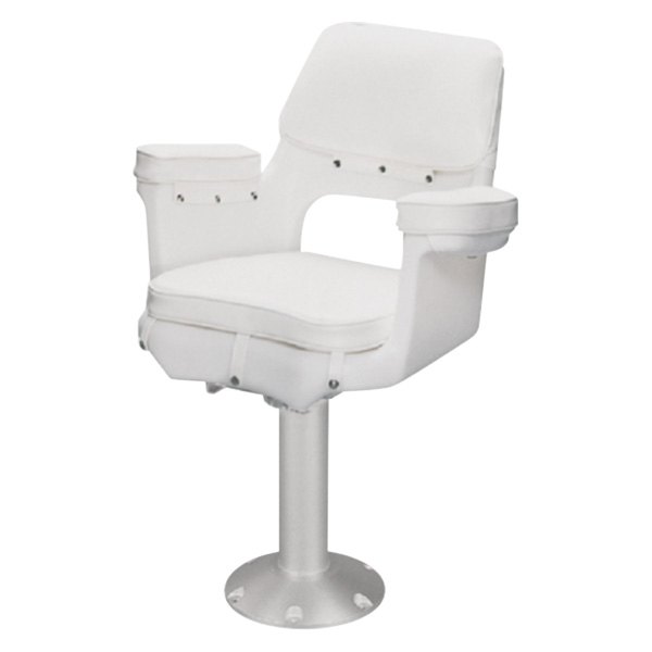 Todd® - Cape Cod 1000™ 21.5" H x 25" W x 18.5" D White Helm Seat with Pedestal & Seat Mount