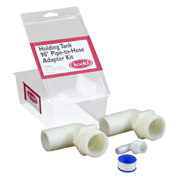 Todd® - 90° Plastic White Elbow Hose/Pipe Holding Tank Adaptor Kit