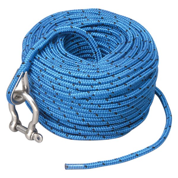 TRAC® - 3/16" D x 100' L Blue/Reflective Tracer Nylon Double Braid Anchor Line with Shackle