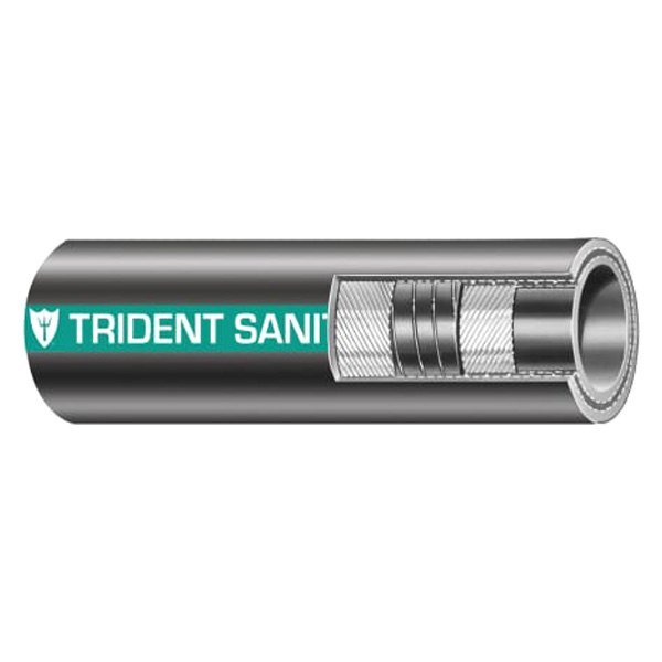 Trident® - Sani Shield 1-1/2" D x 50' L Black Rubber Sanitation Hose
