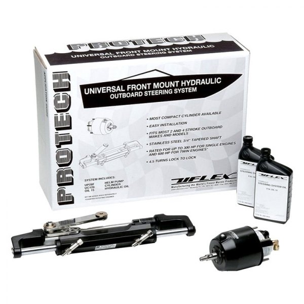 Uflex USA® - Protech Front Mount Hydraulic Steering Kit with UC128-OBF/1 Cylinder, w/o Hoses