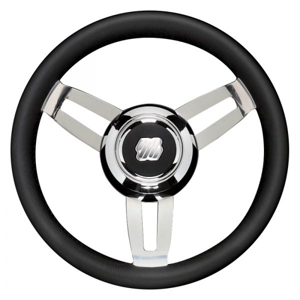Uflex USA® - Morosini 13-4/5" Dia. Black PU Coated Stainless Steel Steering Wheel