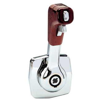 Uflex USA® - Chrome Plated/Brown Side Mount Single Control Station with Positive Lock-in Neutral and Trim Switches