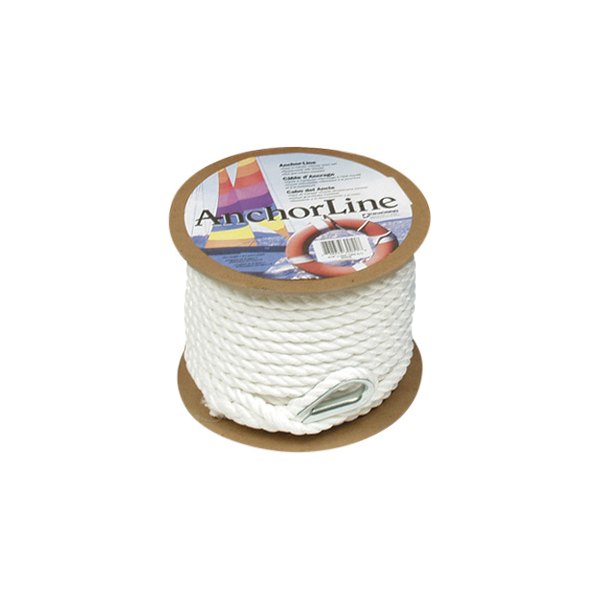 Unicord Companies® - 3/8" D x 150' L White Nylon Twisted Anchor Line Spool With Thimble