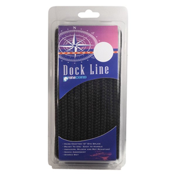 Unicord Companies® - 3/8" D x 20' L Black Nylon Braid Dock Line